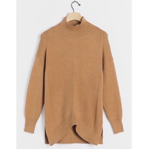 Anthropologie Sweaters - ANTHROPOLOGIE Maeve honey brown Crystal turtleneck tunic sweater XS